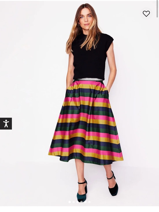 Boden Dresses & Skirts - NWT Boden Isabella Cotton Sateen Skirt
Pine, Multi Stripe With Pockets